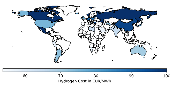 Cost Potential Hydrogen Map